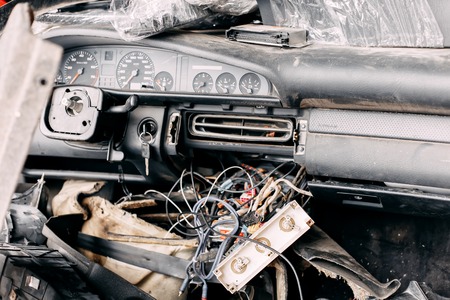 A lot of used cars in the junkyard at autocutの写真素材