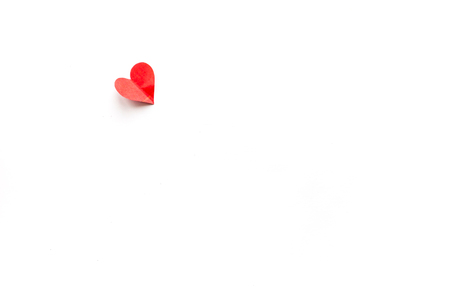 Red heart paper on white background minimalism love Valentine's dayの写真素材