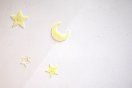 stars and moon phosphoric on ceiling in baby room.の写真素材