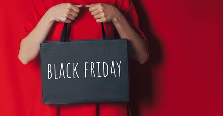 woman with black bagの写真素材