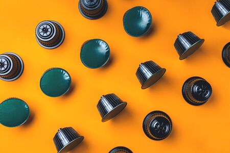 Coffee capsules flat layの写真素材