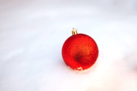 Christmas ball on snow.の写真素材