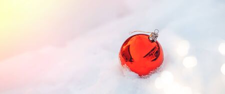 Christmas ball on snow.の写真素材