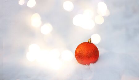 Christmas ball on snow.の写真素材