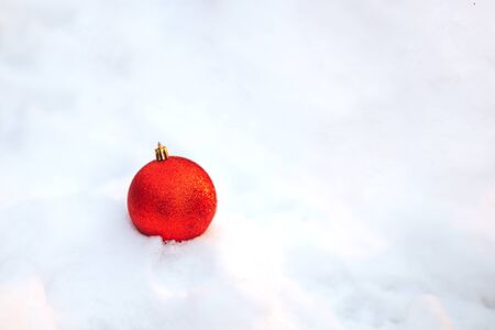 Christmas ball on snow.の写真素材
