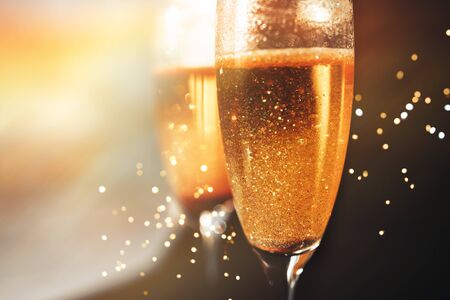 two glasses of champagne.の写真素材