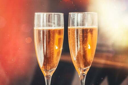 Champagne on black background.の写真素材