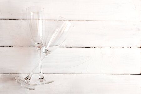 two empty champagne glasses.の写真素材
