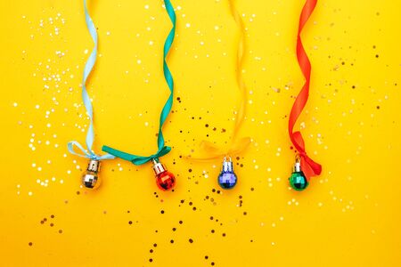 Christmas balls flat layの写真素材