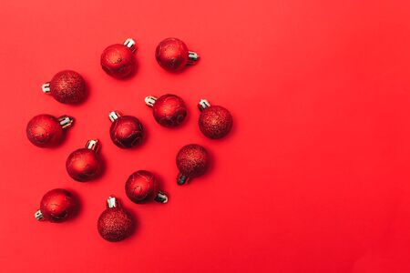 Red balls flat layの写真素材