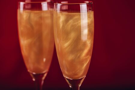 Valentines day background with champagne glassesの写真素材