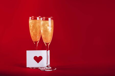 Valentines day background with champagne glassesの写真素材