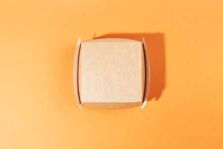 Paper box for food. Closed craft packaging for fastfood.