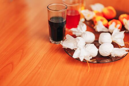 Preparing to Easter, Woman paint and color eggs with the help of napkins.の写真素材