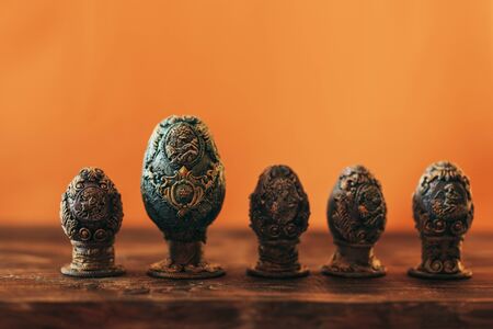 vinage Easter eggs decorated with papier-mache hand made