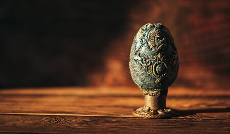 vinage Easter egg decorated with papier-mache hand made.の写真素材