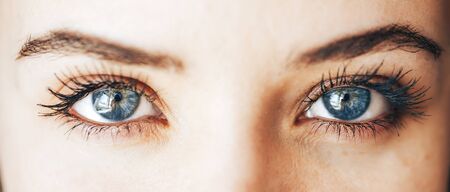 close up blue Eyeの写真素材