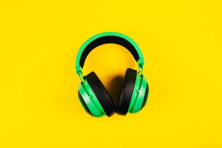 modern green headphonesの写真素材