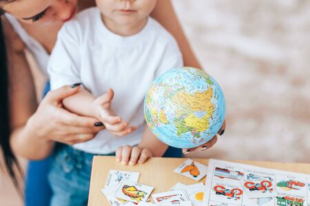 Teaching children with parentsの写真素材