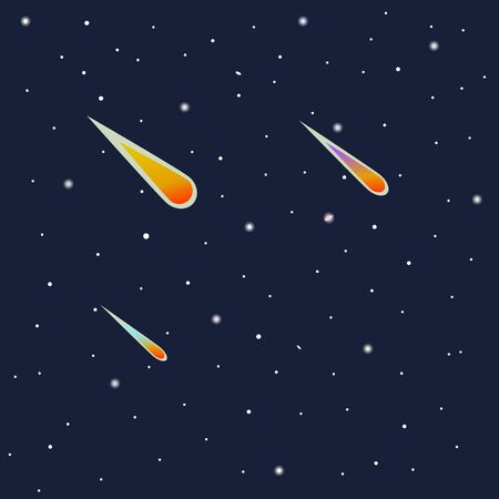 Night sky with stars on dark blue color, falling comets. vectorのイラスト素材