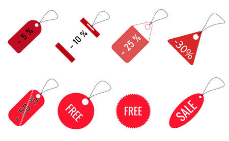 Samples of black friday tags, christmas tags, store tags for sample.のイラスト素材