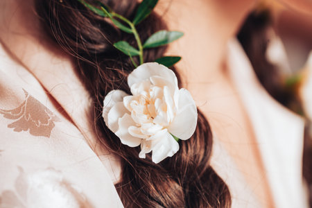 Beautiful nymph woman, in her hair she has flowers and a wreath of flowers
