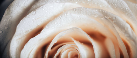 Beautiful fresh rose of white color on a black background. Place for text. Photo for a greeting card.の写真素材