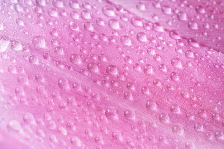 Purple petal background with water dropsの写真素材