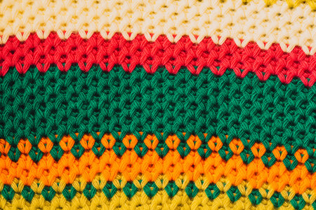 Background of striped knitted sweater in different colorsの写真素材