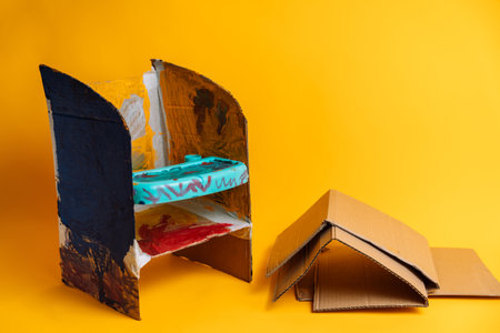 Recycling waste paper and cardboard for handmade crafts for toysの写真素材