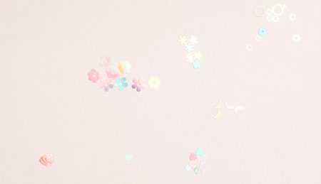Glitters shape of flowers colorful on white backgroundの写真素材