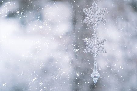 Christmas decorations on branch fir outdoor
