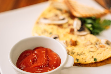 Omelette for breakfast.の写真素材
