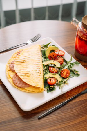 Toasted Tortilla with Sausage for Breakfast