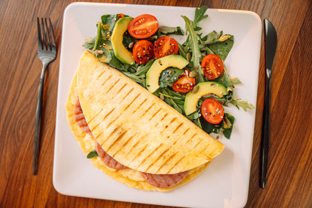 Toasted Tortilla with Sausageの写真素材