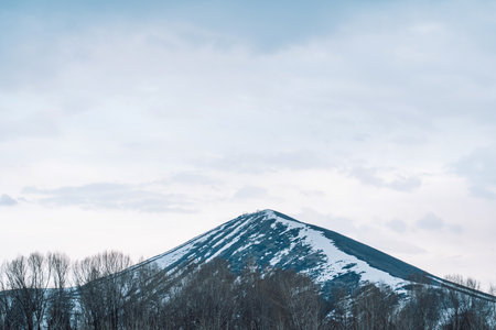 Mountain in Kazakhstan against the background of a cloudy skyの写真素材