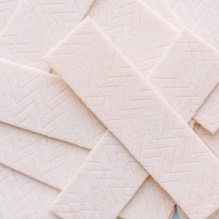 Stack of chewing gum sticks close up, chewing gum texture backgroundの写真素材