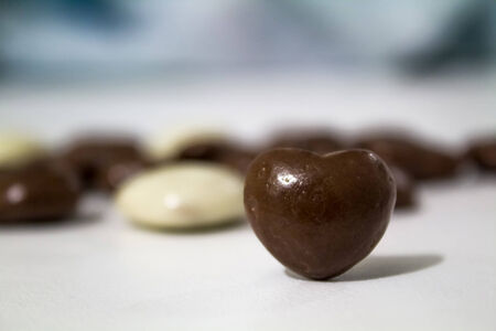 Many chocolates close-up on the table 