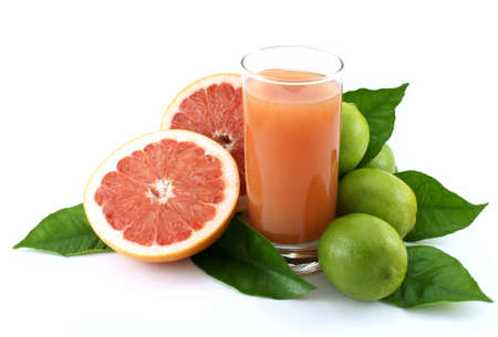 Grapefruit , limes and juice.の写真素材