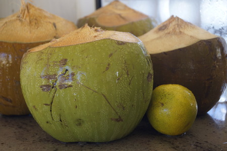 Coconuts and orangeの写真素材