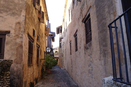 Vintage looking alley at an old townの写真素材
