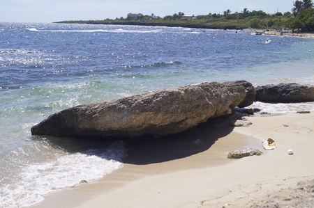 Stone at a beach shoreの写真素材