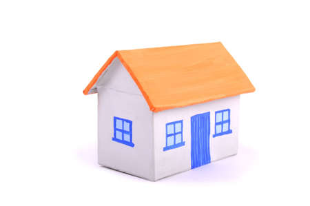 Small hand made house from recycle paperの写真素材