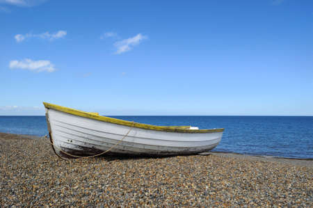 Rowboat on the beach in Norfolkの写真素材