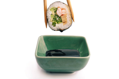Sushi roll and soy sauceの写真素材