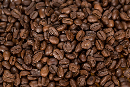 Freshness. High angle cropped closeup shot of roasted coffee beans copyspace.の写真素材