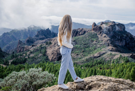 Woman surrounded by the natureの写真素材