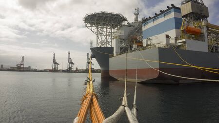 Oil rig docked at the port of La Luz y Las Palmasの写真素材