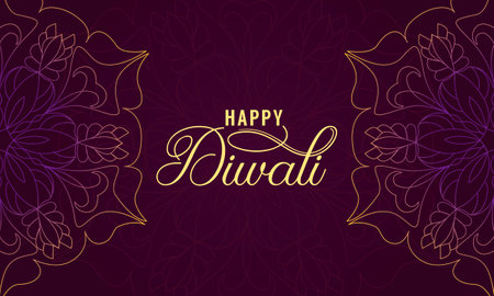 Happy diwali festival greeting card with mandala design vector illustration.のイラスト素材