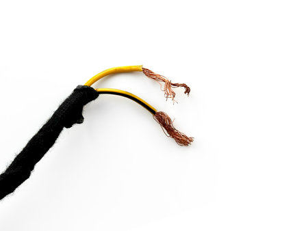 Electrical cable on a white background. Close-up image.の写真素材